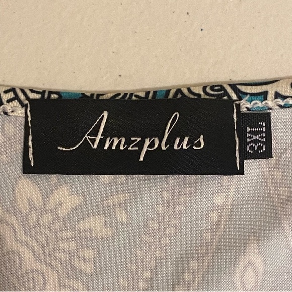 AMZPLUS Top Womens Plus 3XL Teal V-Neck Long Sleeve Blouse Stretch - Picture 7 of 11